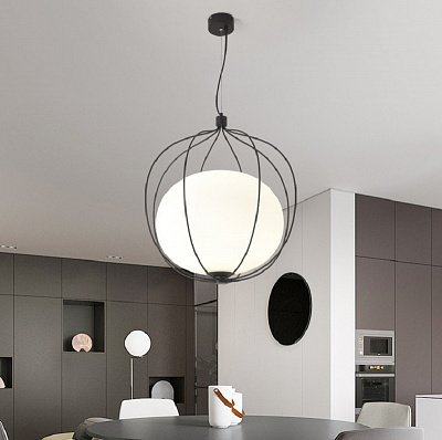 Светильник из металлического проволочного абажура со стеклянным плафоном внутри PHEZALIS фото 11