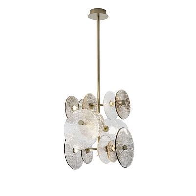 Люстра Ceiling Lamp in Champagne Finish Brass Decorative Glass B  фото 1